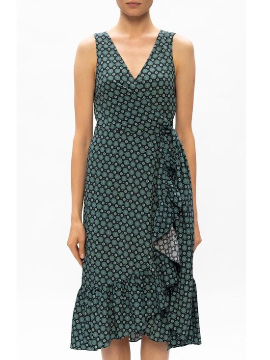 New Tory Burch Medallion Print Ruffle Wrap Dress Teal Batik 6 $498
